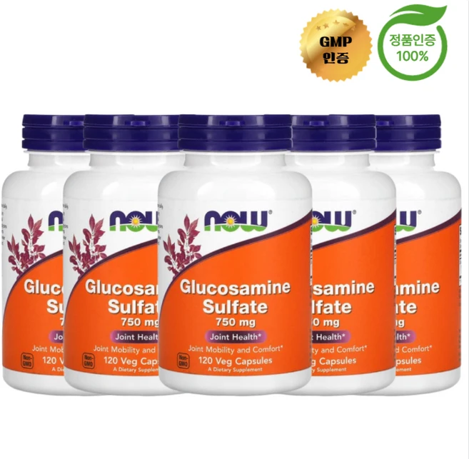 3+2 나우 푸드 글루코사민 황산염 750mg 120정, 5개 - 쿠팡