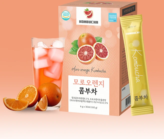 모로오렌지 콤부차 30포 발효콤부차 레몬과즙분말 레드비트농축분말 비타민C 함유, 6g - 쿠팡