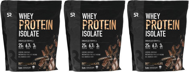 스포츠리서치 WPI 분리 유청 단백질 웨이 프로틴 파우더 2.27kg 초콜릿맛 3통