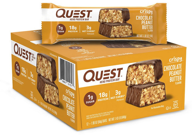 QUEST NUTRITION 高蛋白能量脆棒, Chocolate Peanut Butter, 1盒