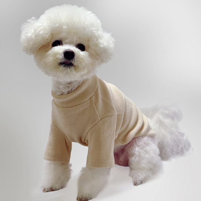 스타일독 로얄골지 반목티 강아지옷, 베이지, 1개