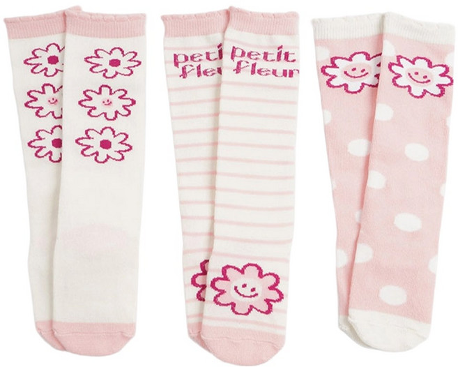 넬로삭스 유아 여아 뮤즈 니삭스 양말 3족 세트