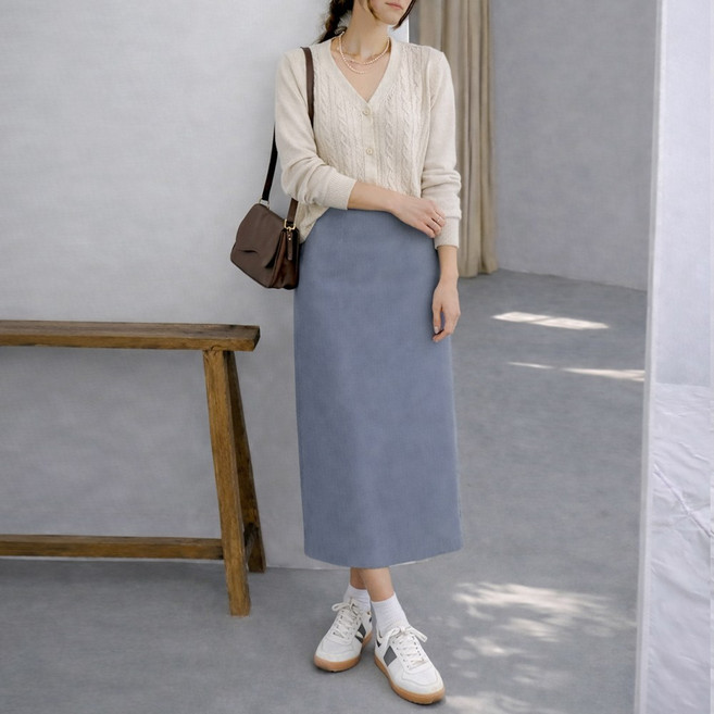 예쁜핏 H라인 롱스커트 55~100 빅사이즈 h라인 스커트 여성 정장치마