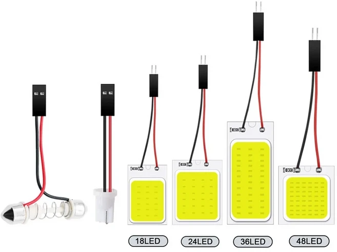 12V 24V 꽃줄 LED COB 신호 전구 31mm C5W 168 자동차 인테리어 독서 등 T10 BA9S 돔 번호판 램프, 04 With 2 Adapter, 04 48led 24V