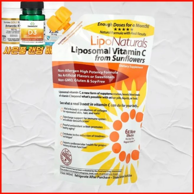 리포 내추럴스 해바라기 추출 리포소말 비타민C 443ml 미국내수, 리포 내추럴스 해바라기 추출 리포소말 비타민C 443m, 1개 - 쿠팡