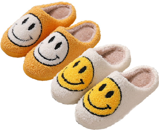 IAWI 스마일 슬리퍼 2개, 화이트+옐로우, 1개