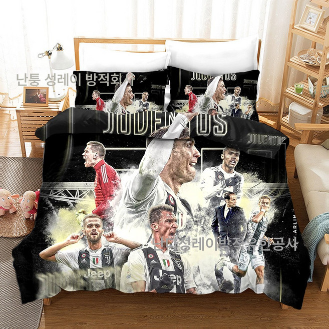 축구스타 3D 디지털 쓰리피스 홈 방적 이불세트 침구