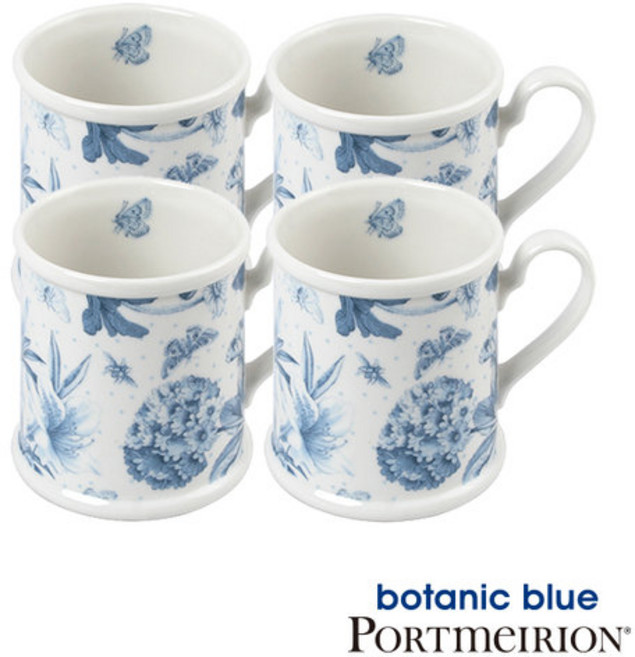 [포트메리온]보타닉블루 머그 0.35L 4p(BO), 단일무늬, 1세트