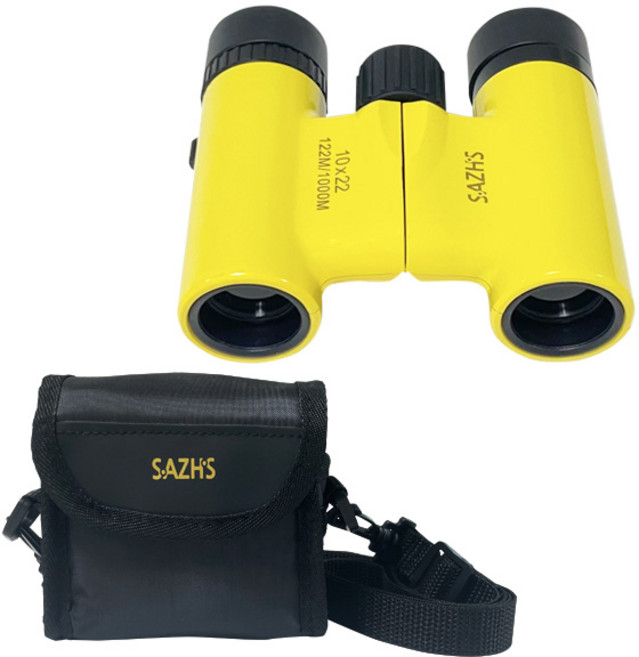 사츠 10배율 레이디 망원경 10X22 옐로우 + 전용가방 세트, 22mm