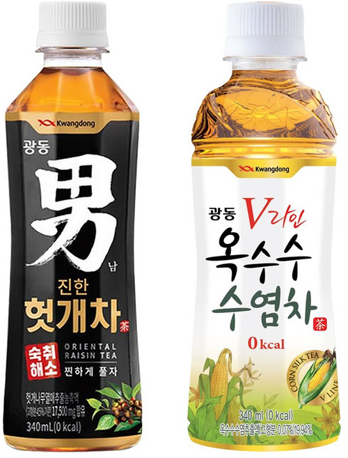 광동 옥수수 수염차 340ml 20펫 + 광동 헛개차 340ml 20펫, 1세트