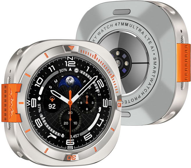 VANTIO 갤럭시워치8 울트라2/1 호환 풀커버 아연합금 메탈 PC 보호 케이스 전면 후면 측면 베젤스킨 47mm, 1개, 티타늄 오렌지