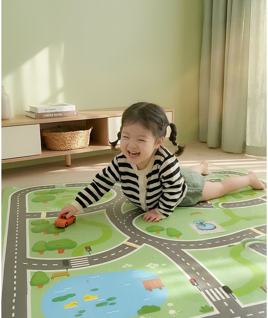 다르담 대형 유아 아기 바닥 EVA 거실 아이방 키즈 자동차 도로 퍼즐 매트 16p, 1개