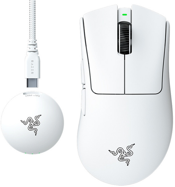 레이저 데스에더 V4 프로 유무선 E스포츠 게이밍 마우스 AP 패키지 버전 RZ01, 화이트, RZ01-05330200-R3A1