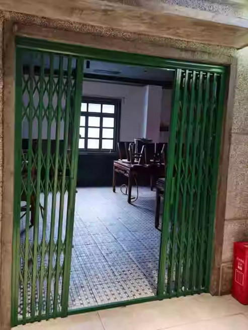 문고정 안전방범창 자바라 방범창 방지 알루미늄 슬라이딩, 스탠 그린 코팅, 1개