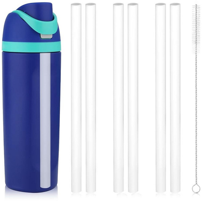 Owala FreeSip용 538.6g(19온스) 교체용 빨대 재사용 가능한 플라스틱 빨대 6개 Owala 플립 단열 스테인리스 스틸 물병 538.6g(19온스) 텀블러 액, 1개