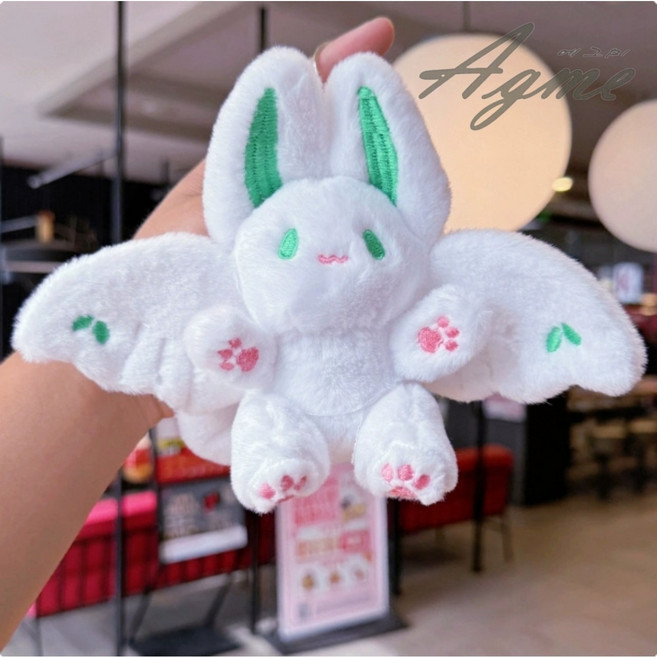 에그미 박쥐 인형 애착 키링 가방 꾸미기 우정템 열쇠고리, 1개, 화이트