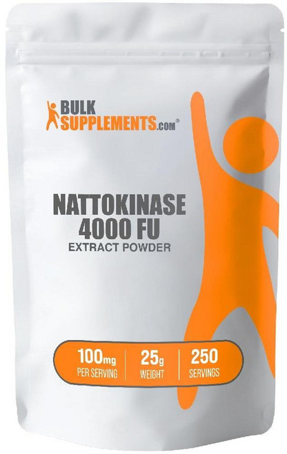 BulkSupplements.com 낫토키나아제 파우더 - 낫토 나토키나아제 보충제 4000 FU 추출물에서 추출 1회 제공량당 100mg 25g(0.88oz)(1팩), 1개, 25g