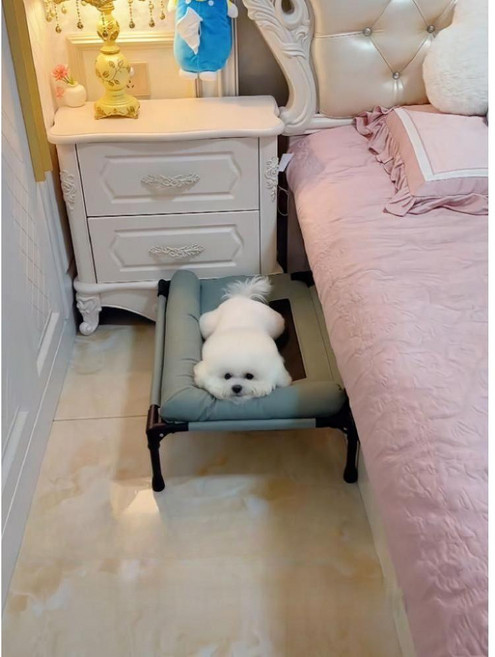 제이베니-2345 애견 해먹 침대 접이식 메쉬 반려동물 강아지 뚱냥이 해먹형 통풍 행군침대 통기성 둥지매트, 7. 두꺼운 프레임+검정천 작음, 1