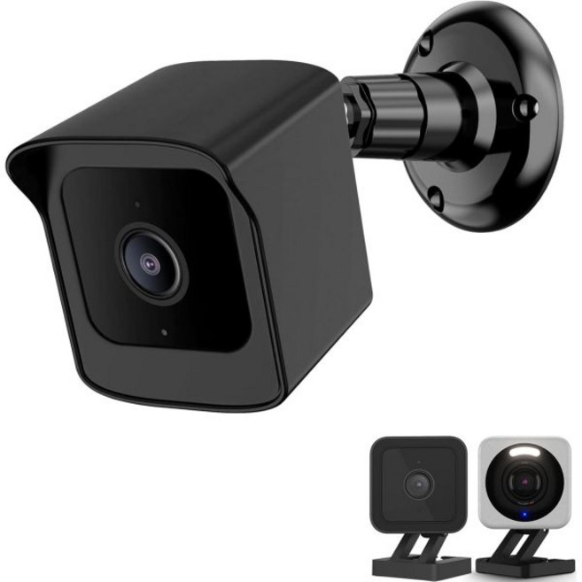 모든 신형 Wyze Cam V4 및 V3용 PEF 마운트 방풍 보호 커버 360도 조절 가능한 벽걸이 솔리드 하우징 V3 실외 실내 스마트 홈 카메라 시스템블랙 1팩, 1 Count (Pack of 1), 1개