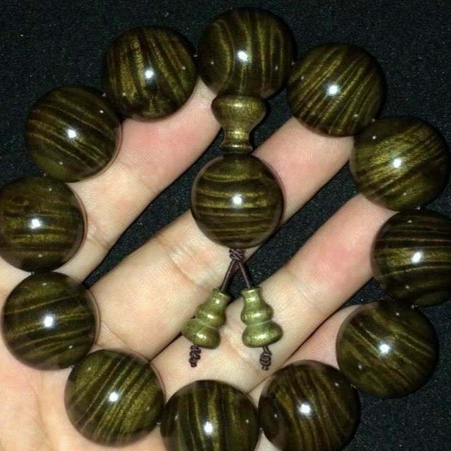 正宗金絲楠木陰沉木手串文玩烏木佛珠, 1個, 20mm*12顆（水波款）