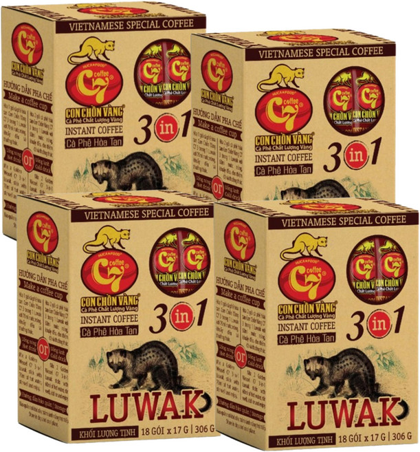 C7 베트남 루왁 LUWAK 위즐 인스턴트 커피 COFFEE, 4세트, 18개입, 17g