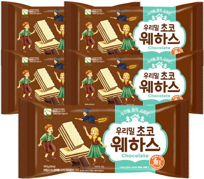 우리밀 초코 웨하스, 80g, 5개