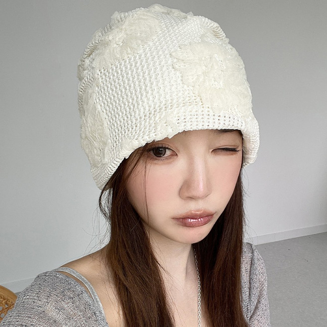 루즈핏 비니 볼륨 프릴 플라워 왕 꽃 오버핏 비니