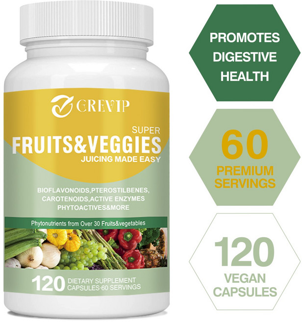 과일과 채소 - 균형 잡힌 일일 자연 비타민과 미네랄 면역력 강화 에너지, 2박스, 60정