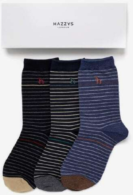 [국내백화점] 헤지스 스트라이프 컬러배색 남성 양말 3종세트 HJSS5E105WT 명품 양말선물