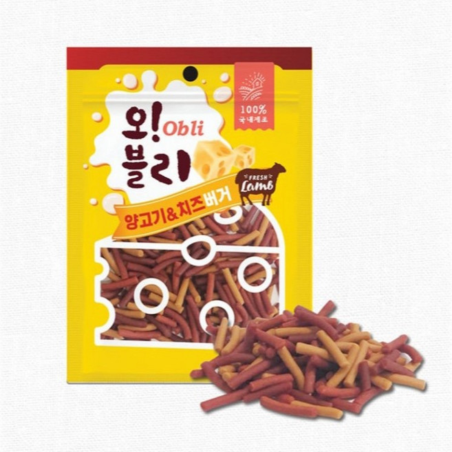 오블리 강아지 치즈버거, 양고기 + 치즈버거, 100g, 20개