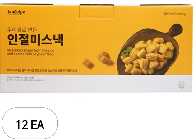 신화당 우리쌀로 만든 인절미스낵, 504g, 12개