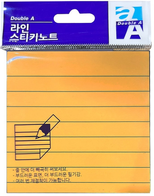 초특가 더블에이 라인 스티키노트 76x76mm 네온오렌지, 단품, 단품, 1개