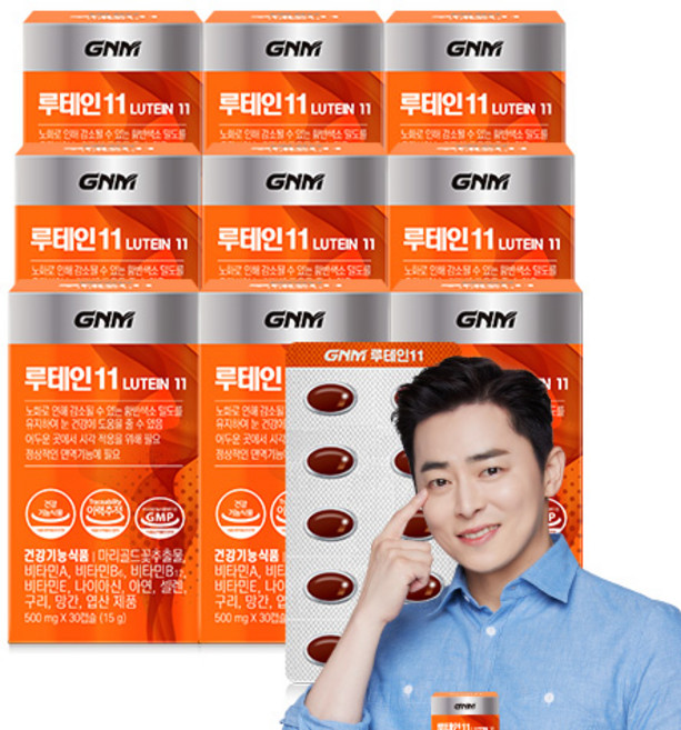 GNM 루테인11 / 비타민 6종 + 미네랄 4종 눈건강 비타민B 아연 엽산, 30정, 9개