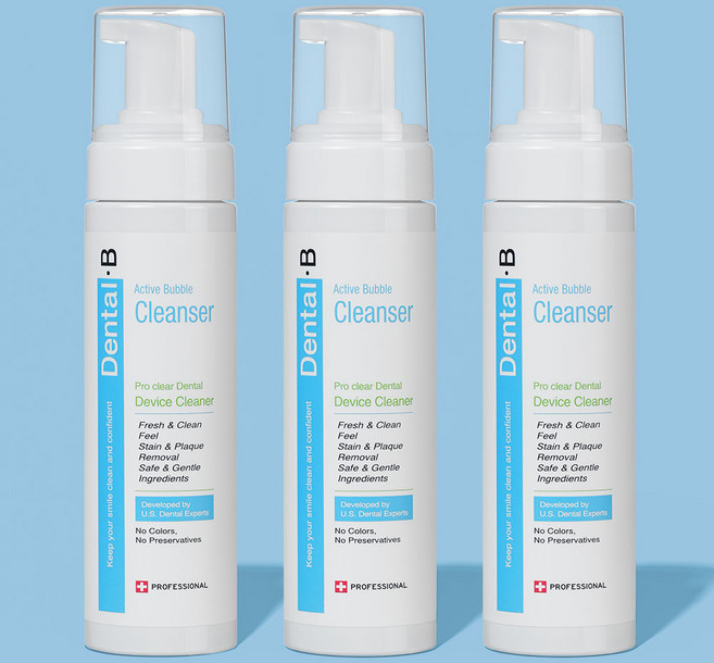 약국입점 의약외품 덴탈비 프로클리어 유지장치세정제 대용량 200ml 거품형 틀니 치아교정기 의치 세척, 3개