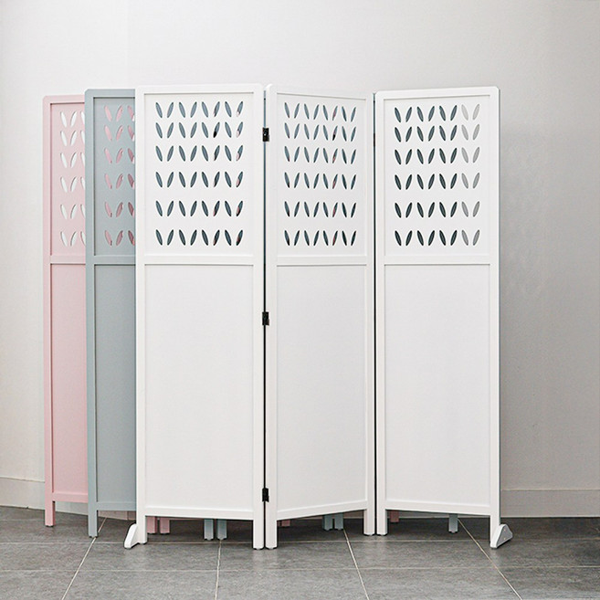 심플리스 잎새 1600 3단 파티션 접이식 이동식 이쁜 귀여운 원목 나뭇잎 가림막 가벽 칸막이, 화이트 3단
