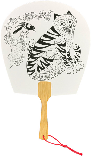 민화 한국 전통부채만들기-평부채 작호도 호랑이와 까치 호작도, 10개