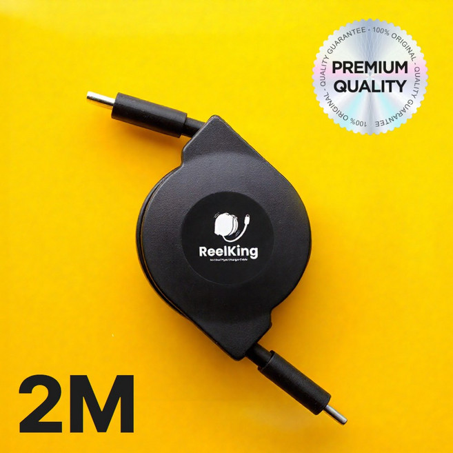 Reelking 자동감김 CtoC 초고속 C타입 60W PD 릴케이블 데이터전송, 2m, 블랙, 1개