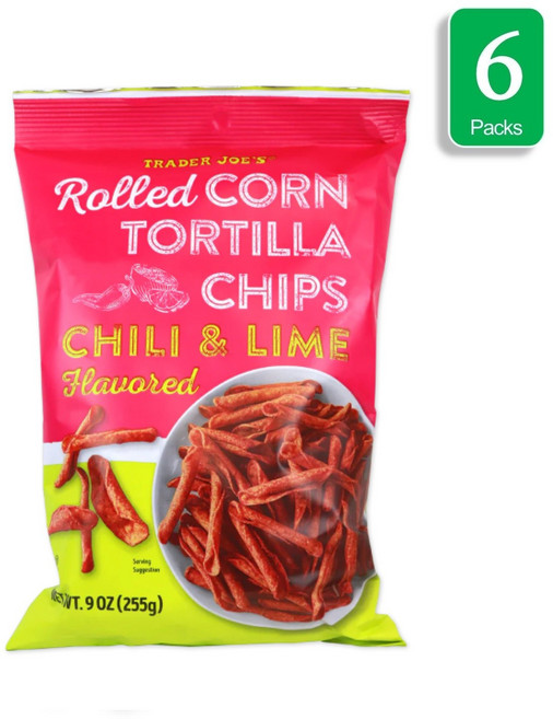 Trader Joe's 트레이더조 칠리 라임 롤드 콘 또띠아 칩스 9oz(255g) 4팩, 255g, 6개
