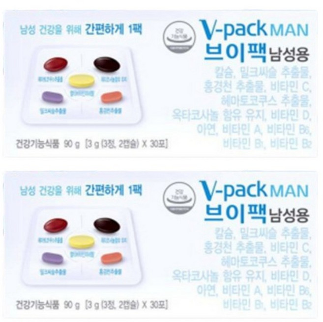 안국약품 브이팩 남성용 30포 x 2박스, 3g, 2개