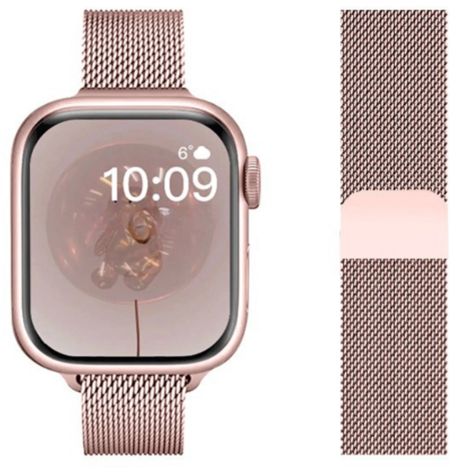 Fegwilde 애플워치 호환 슬림 메탈 자석형 정품밀레니즈 루프 스트랩 46/41/40/38/49/45/44/42mm 11 10 9 8 3 울트라1/2/3 SE1/2/3 밴드, 로즈파우더