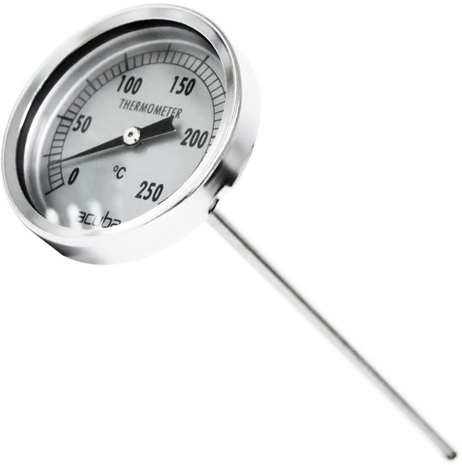 아쿠바 바이메탈 온도계 CS-250L 0~250도 250mm (일반형) 기름온도 급식실 치킨집 포장마차 온도계, 단일속성, 1개