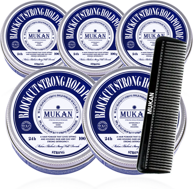 무칸 블럭컷 스트롱 홀드 포마드 빗포함, 100g, 5개