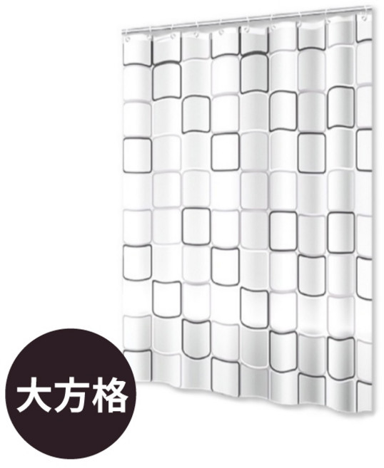 防水浴簾 加厚隔間簾 乾濕分離, 1個, 大方格, 白色方格
