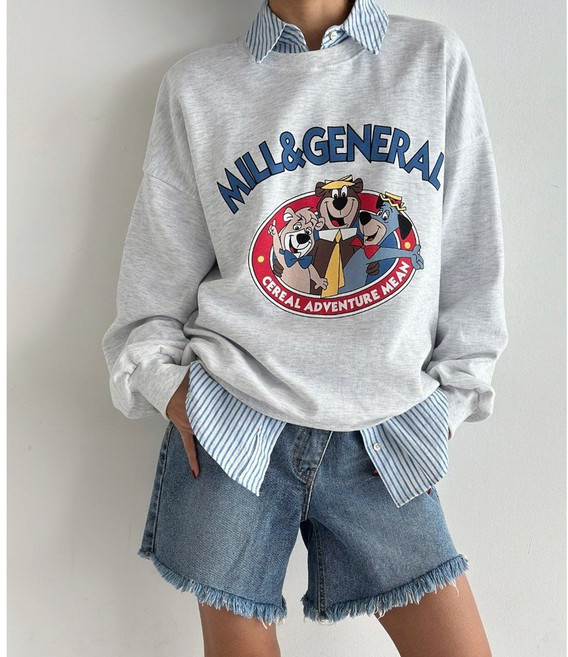 R125 시리얼 맨투맨 프린트 긴팔 루즈핏티 맨투맨 오버핏