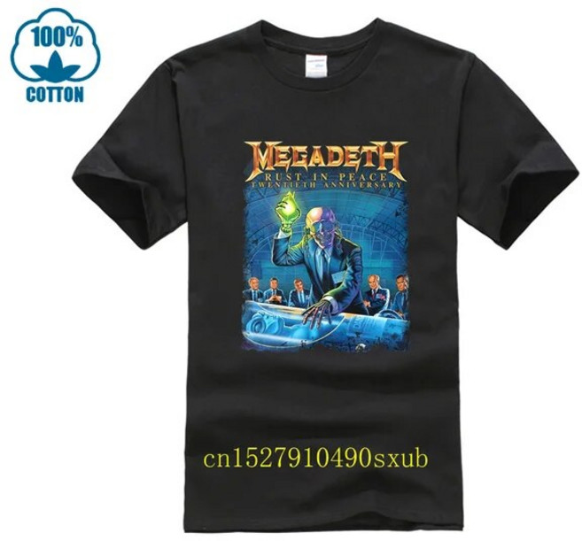 Tshirt men Megadeth Rust In Peace 20th Anniv Tour 블랙 스몰 공식 NOS 슬리브 티셔츠 남성 탑