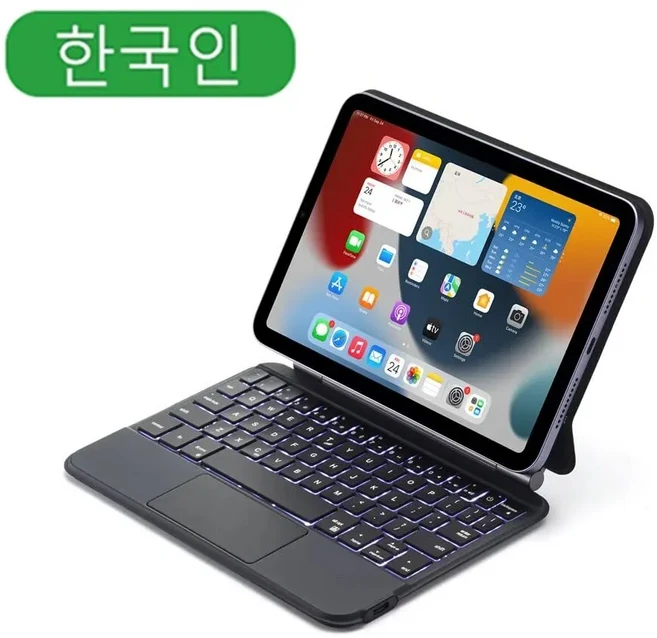 GOOJODOQ ipad 호환 Mini 6용 매직 키보드 케이스 6세대 플로팅 캔틸레버 스탠드 멀티 터치 트랙패드, 01 Korean Black