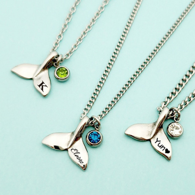 [페리베리]이벤트 탄생석 써지컬스틸 깊은각인 행운의 고래꼬리 목걸이 각인