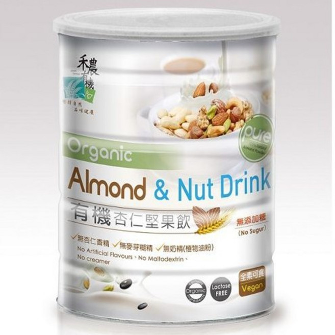 禾農 杏仁堅果飲 無添加糖, 1個, 2罐