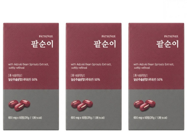 팥순이 팥 추출물 다이어트, 3박스, 60정