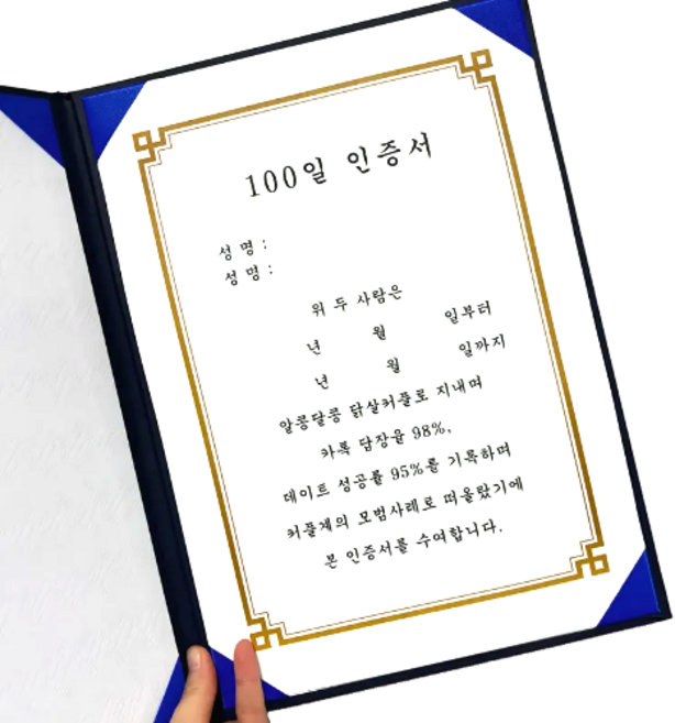 [내일도착] 화이트 발렌타인 데이 커플 학생 남자친구 여자친구 연인 100일 기념일 선물 상장 임명장 편지지 임명장 특별한 프로포즈 박스, 1개, 사랑 표현 귀여운 버전